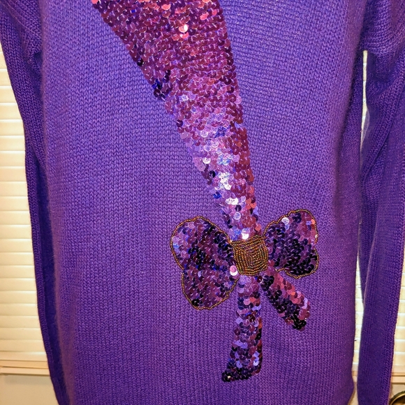 Vintage purple sequined silk angora sweater - Picture 2 of 5